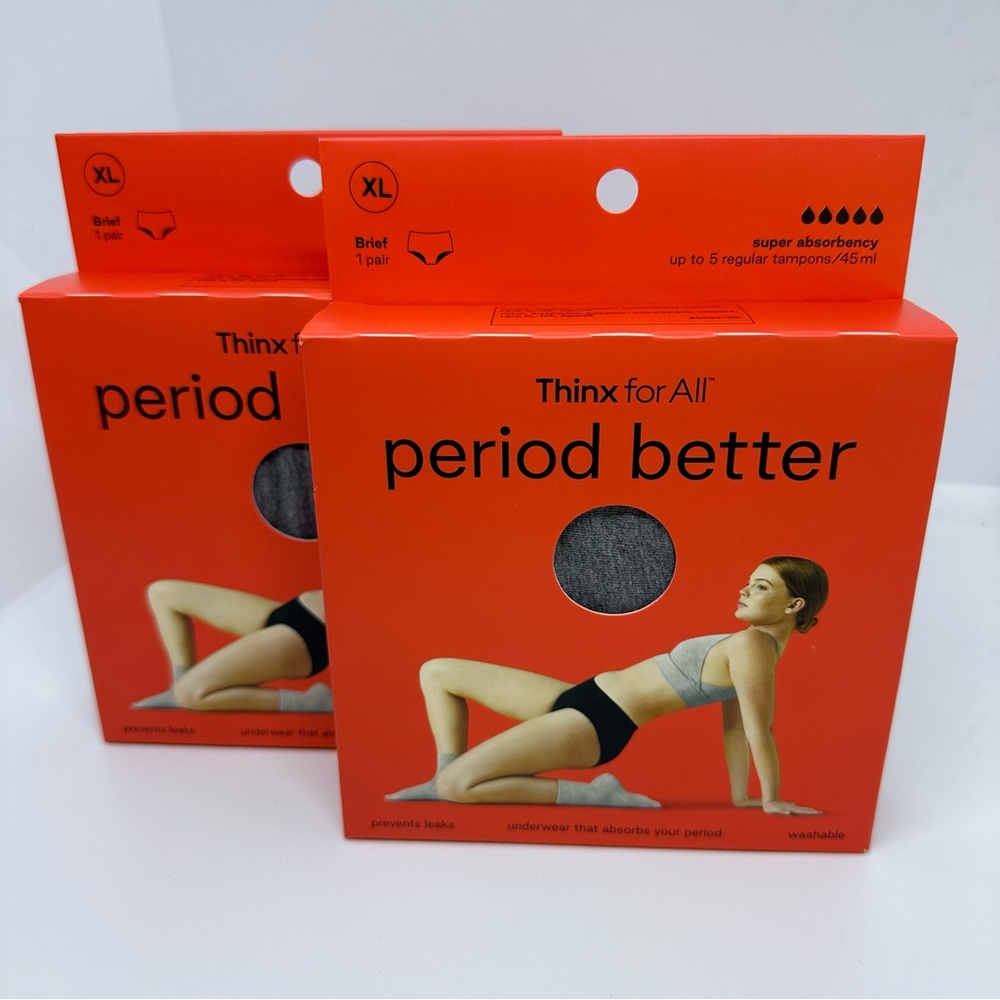 Thinx for All Gray Set of 2 Super Absorbency Brief Period Underwear - Picture 1 of 9